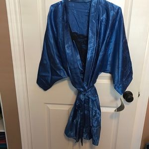 NWT-2 piece-lace and satin bodysuit and robe set